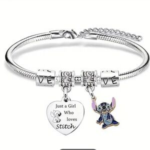 Disney Lilo & Stitch Charm Bracelet Heart Pendant “Just a Girl who Loves Stitch”